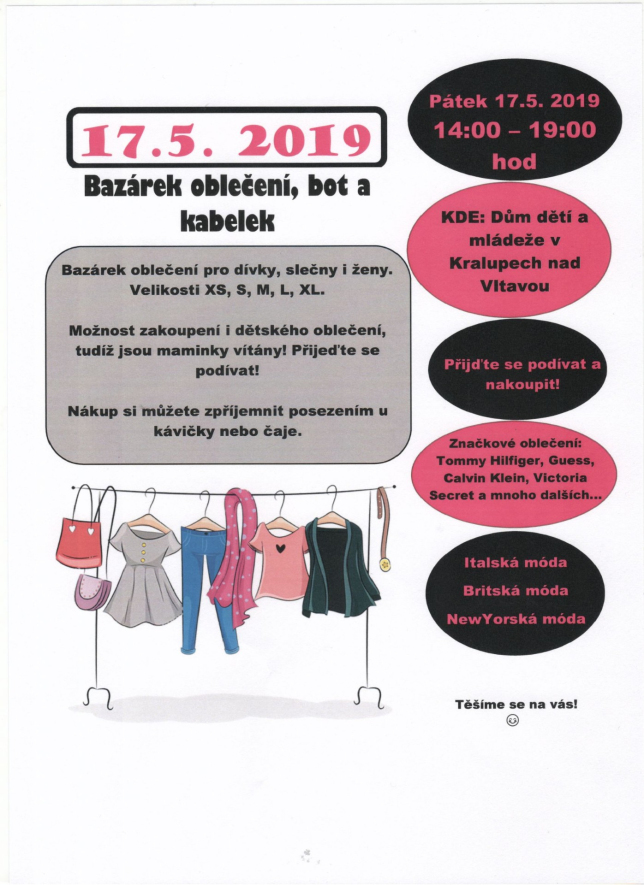 Bazárek - oblečení, bota a kabelek - 17. 5. 2019
