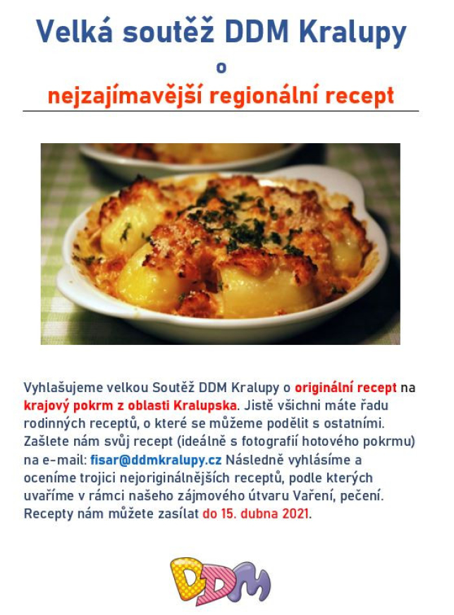 Velká soutěž DDM Kralupy o nejzajímavější regionální recept