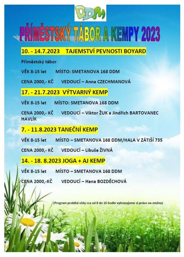 PŘÍMĚSTSKÝ TÁBOR A KEMPY 2023