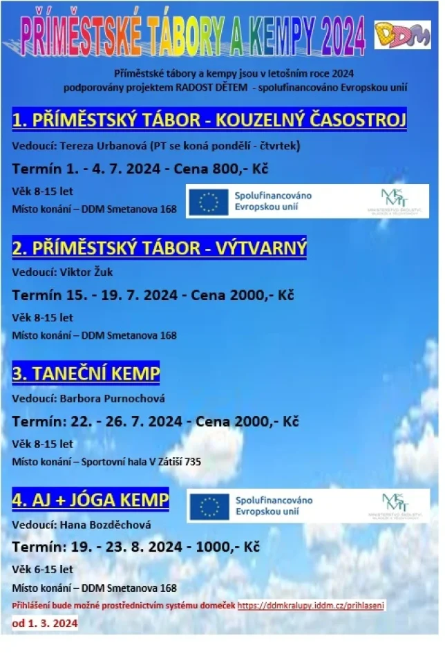 Letní příměstské tábory a kempy