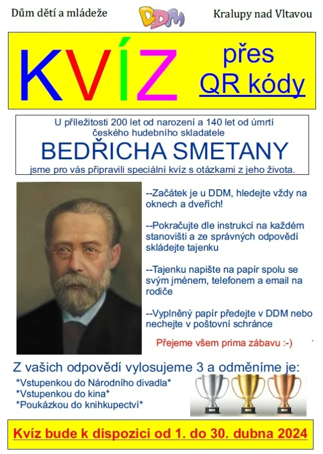 Kvíz přes QR kódy na téma Bedřich Smetana