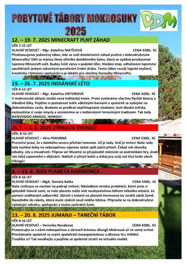 Letní pobytové tábory v Mokrosukách